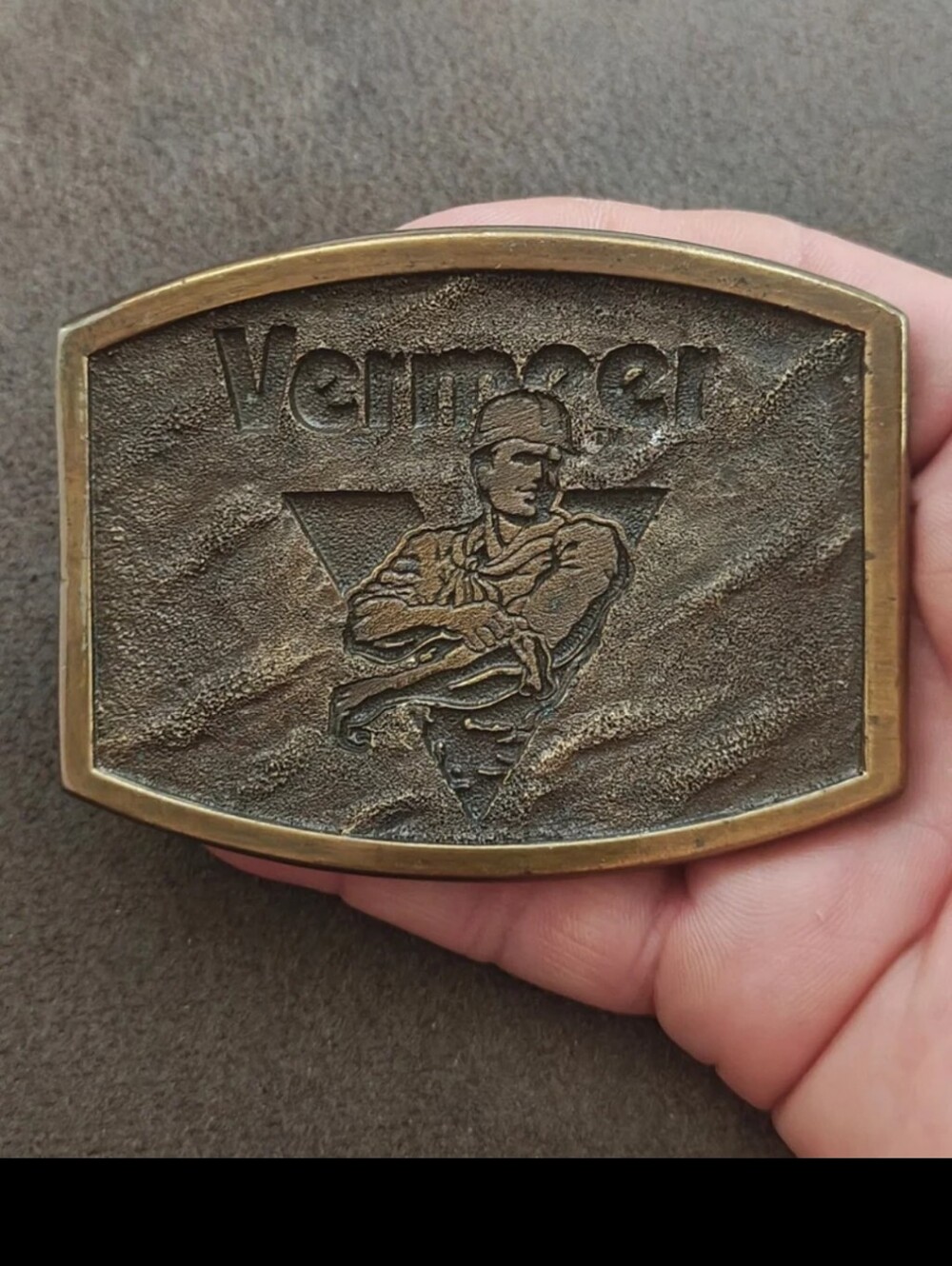 1970s/80s Vermeer Manufacturing Company Solid Brass Advertising Belt Buckle